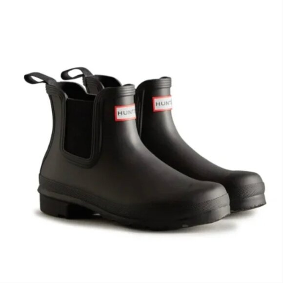 Hunter Shoes - NWT Hunter Women's Original Chelsea Rain Boots Black Minimalist Commando Size 9